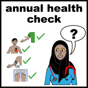 Easy read, health check with your GP uses key symbols.